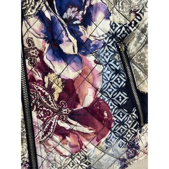 Reversible  Mixed Floral-Solid Puffer Jacket Large NEW - Picture 5 of 7